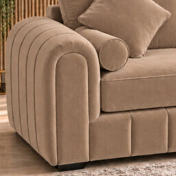 Stratus Interiors Oyster Lined Fabric Sofa - Luxury Upholstered Contemporary Lounge Seating With Cushions For Living Room - 2 Seater - Mink - thumbnail 3
