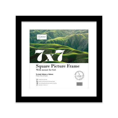 "7X7"" Black Picture Frame - 7X7"" Square Frame With 6X6"" Mount For 7X7""/6X6"" Pictures Art Deco Style Room Decor, 1 Pack" - image 1