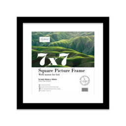 "7X7"" Black Picture Frame - 7X7"" Square Frame With 6X6"" Mount For 7X7""/6X6"" Pictures Art Deco Style Room Decor, 1 Pack" - thumbnail 1