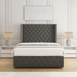 Bsspoke Mayfair Divan Bed Grey Plush Velvet 54Inch Headboard & Footboard 2Drawers Footend No Mattress In 4Ft 4Ft6 5Ft 6Ft - thumbnail 3