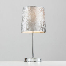 Valuelights Pair Of Modern Polished Chrome Table Lamps With Silver Grey Velvet Shades - thumbnail 3