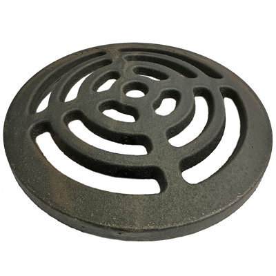 "6"" Diameter 152mm 10mm 3/8"" Thick Round Dished Circular Cast Iron Gully Grid/grate Heavy Duty Drain Cover Black Satin Finish"