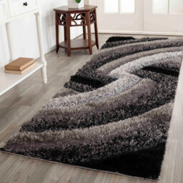 Modern Soft Swirl Shimmer Shaggy Area Rugs Grey 200X290 Cm - thumbnail 4