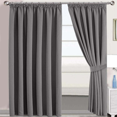 Imperial Rooms Blackout Curtain-Thermal Ready Made Pencil Pleat Curtain (2 Panel) For Living Room Curtain Grey,(W)1.68Mx(L)2.28M - image 1