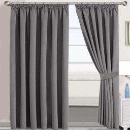 Imperial Rooms Blackout Curtain-Thermal Ready Made Pencil Pleat Curtain (2 Panel) For Living Room Curtain Grey,(W)1.68Mx(L)2.28M