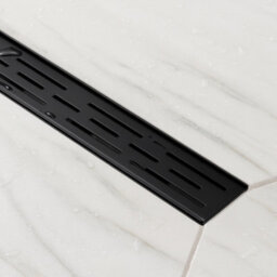 Insl8 Linear Wet Room Tile-On Shower Tray With Black Grate - Staggered Slots Style - 800 X 800 X 25mm - thumbnail 5