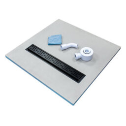 Insl8 Linear Wet Room Tile-On Shower Tray With Black Grate - Staggered Slots Style - 800 X 800 X 25mm - thumbnail 1