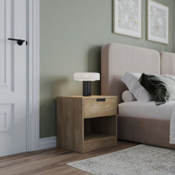 Urbn-Living Urbnliving 47Cm Height Drawer Bedside Oak Table Nightstand Shelf Cabinet Storage Unit Bedroom Furniture - thumbnail 1