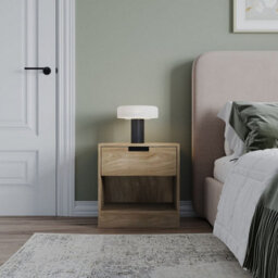 Urbn-Living Urbnliving 47Cm Height Drawer Bedside Oak Table Nightstand Shelf Cabinet Storage Unit Bedroom Furniture - thumbnail 3
