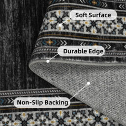 London Boutique Machine Washable Area Rug, Pearl Velvet Polyester Low Pile Non Shedding Collapsible Floor Mat, 160 X 230Cm, Black - thumbnail 8