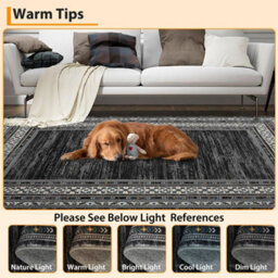 London Boutique Machine Washable Area Rug, Pearl Velvet Polyester Low Pile Non Shedding Collapsible Floor Mat, 160 X 230Cm, Black - thumbnail 5