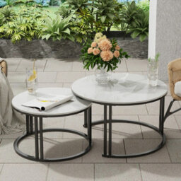 Fativo 70X40 & 57X35Cm Coffee Table Set Of 2 Nesting Accent Tables White Sintered Stone Marble Top Stacking Side Desk - thumbnail 7