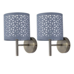 First Choice Lighting Set Of 2 Brea - Antique Brass Wall Lights With Grey Cut Out Shade