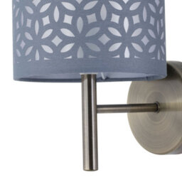 First Choice Lighting Set Of 2 Brea - Antique Brass Wall Lights With Grey Cut Out Shade - thumbnail 3