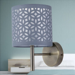 First Choice Lighting Set Of 2 Brea - Antique Brass Wall Lights With Grey Cut Out Shade - thumbnail 4