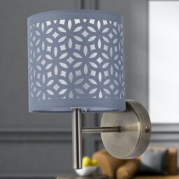 First Choice Lighting Set Of 2 Brea - Antique Brass Wall Lights With Grey Cut Out Shade - thumbnail 5