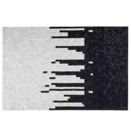 Beliani Rug Bolu Black 160 X 230 Cm Leather
