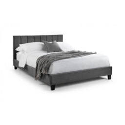 "Ashfield Premium Grey Velvet Bed With Black Legs - Double 4Ft 6"" (135Cm)" - thumbnail 3