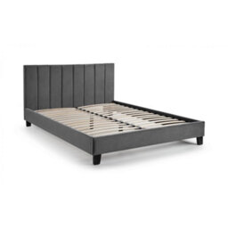 "Ashfield Premium Grey Velvet Bed With Black Legs - Double 4Ft 6"" (135Cm)" - thumbnail 2