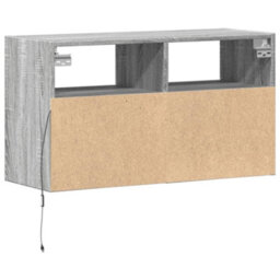 Berkfield Durable Tv Wall Cabinet With Led Lights Grey Sonoma 80X31X45 Cm - thumbnail 8