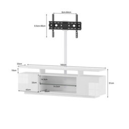 Modern 160 Cm Tv Cabinet Tv Stand White High Gloss Led Light 2 Storage Cabinets - thumbnail 2