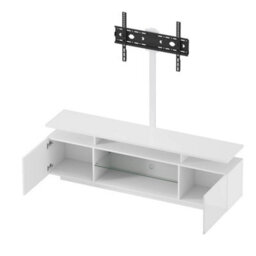 Modern 160 Cm Tv Cabinet Tv Stand White High Gloss Led Light 2 Storage Cabinets - thumbnail 3