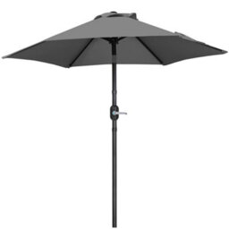 Yaheetech Grey Garden Parasol Outdoor Canopy Sun Shade Patio Market Umbrella With 6 Ribs Push Button Tilt And Crank Operation - thumbnail 2