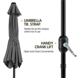 Yaheetech Grey Garden Parasol Outdoor Canopy Sun Shade Patio Market Umbrella With 6 Ribs Push Button Tilt And Crank Operation - thumbnail 6