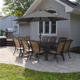 Yaheetech Grey Garden Parasol Outdoor Canopy Sun Shade Patio Market Umbrella With 6 Ribs Push Button Tilt And Crank Operation - thumbnail 1