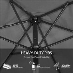 Yaheetech Grey Garden Parasol Outdoor Canopy Sun Shade Patio Market Umbrella With 6 Ribs Push Button Tilt And Crank Operation - thumbnail 9