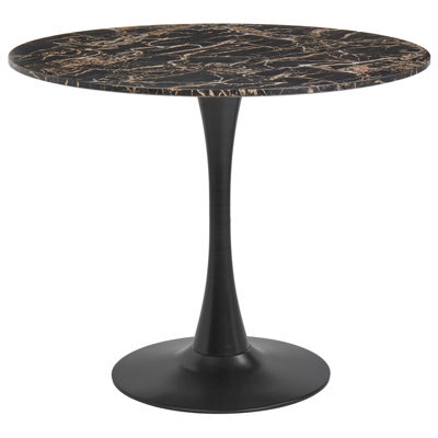 Beliani Dining Table Boca Black Marble 90 Cm 90 Cm - image 1