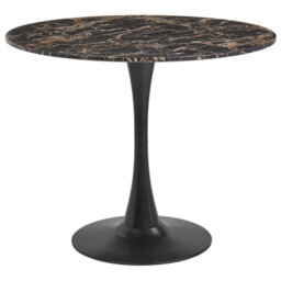 Beliani Dining Table Boca Black Marble 90 Cm 90 Cm - thumbnail 1