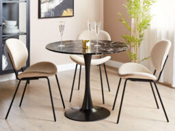 Beliani Dining Table Boca Black Marble 90 Cm 90 Cm - thumbnail 2