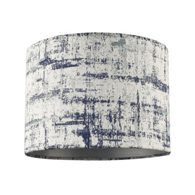 Happy Homewares Unique Navy Blue And Silver Camouflage Jacquard Fabric Drum Lamp Shade - image 1