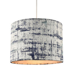 Happy Homewares Unique Navy Blue And Silver Camouflage Jacquard Fabric Drum Lamp Shade - thumbnail 2
