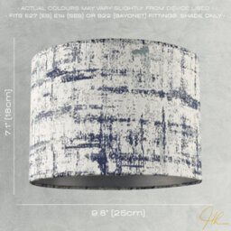 Happy Homewares Unique Navy Blue And Silver Camouflage Jacquard Fabric Drum Lamp Shade - thumbnail 7