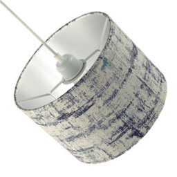 Happy Homewares Unique Navy Blue And Silver Camouflage Jacquard Fabric Drum Lamp Shade - thumbnail 4