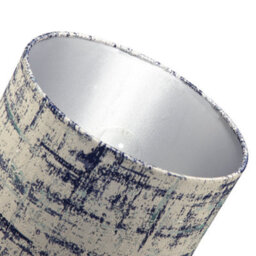 Happy Homewares Unique Navy Blue And Silver Camouflage Jacquard Fabric Drum Lamp Shade - thumbnail 5