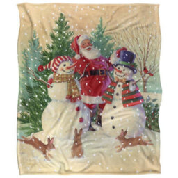 Jq Licensing Silky Snowman Santa Claus Christmas Supersoft Blanket Multicoloured (152Cm X 127Cm) - thumbnail 1