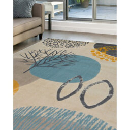 Melrose Venus Modern Contemporary Colourful Winterland Grey Blue Cream Gold Medium Area Rug 120/170Cm - thumbnail 5