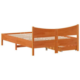 Berkfield Bed Frame With Drawers Wax Brown 140X190 Cm Solid Wood Pine - thumbnail 8