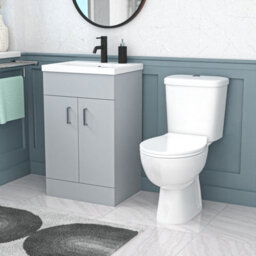 Nes Home 500mm Matte Grey Basin Vanity Unit And White Close Coupled Toilet - thumbnail 1