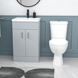 Nes Home 500mm Matte Grey Basin Vanity Unit And White Close Coupled Toilet - thumbnail 2