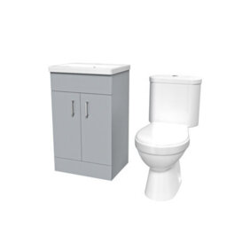 Nes Home 500mm Matte Grey Basin Vanity Unit And White Close Coupled Toilet - thumbnail 6