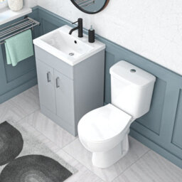 Nes Home 500mm Matte Grey Basin Vanity Unit And White Close Coupled Toilet - thumbnail 4