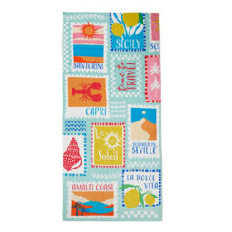Catherine Lansfield Postcards 76X160Cm Cotton Beach Towel Sage Green - thumbnail 3