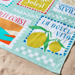Catherine Lansfield Postcards 76X160Cm Cotton Beach Towel Sage Green - thumbnail 2