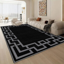Aspire Homeware Luxury Large Rug, Non-Slip Plush Living Room Bedroom Area Carpet, Cosy Floor Rug Nico Black (L)290 X (W)200Cm