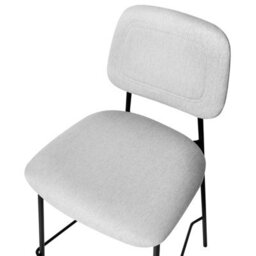 Wyld And Coco Set Of 2 Bar Chairs Light Grey Faux Linen Upholstery Black Powder-Coated Iron Frame - thumbnail 6