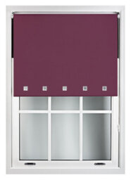 Furnished Blackout Roller Blinds With Square Eyelets And Metal Fittings- Aubergine Trimmable (W)75Cm (L)210Cm - thumbnail 2